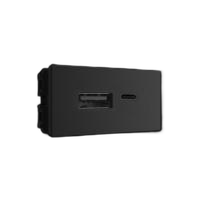 Modulo 1/3 fontec/tomada usb tipo a-c 5v 2.1a  cor preto fosco