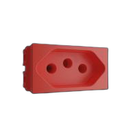 Modulo 1/3 tomada 2p+t 10a/250v (fundo vermelho)