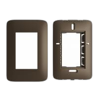 Placa 4x2 3/3 + suporte - cor bronze