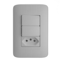 Conj.4x2 1 interruptor simples 10a + 1 tomada 2p+t 20a/250v